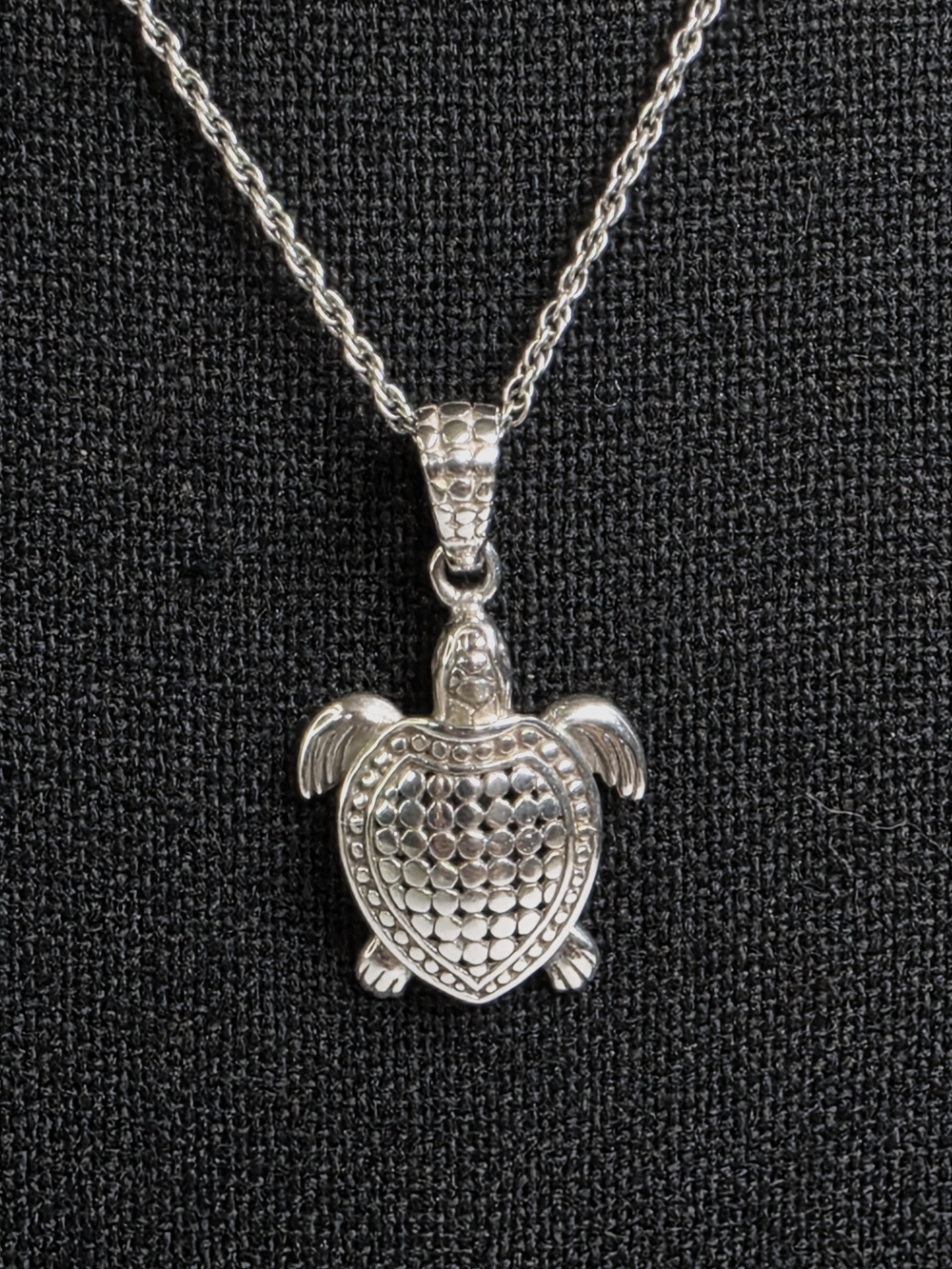 ATI Solid Sterling Silver Turtle Pendant Necklace